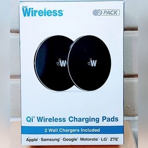 JUST WIRELESS QI WIRELESS CHARGER PADS INCLUDES WALL CHARGERS & CABLES PACK OF 2